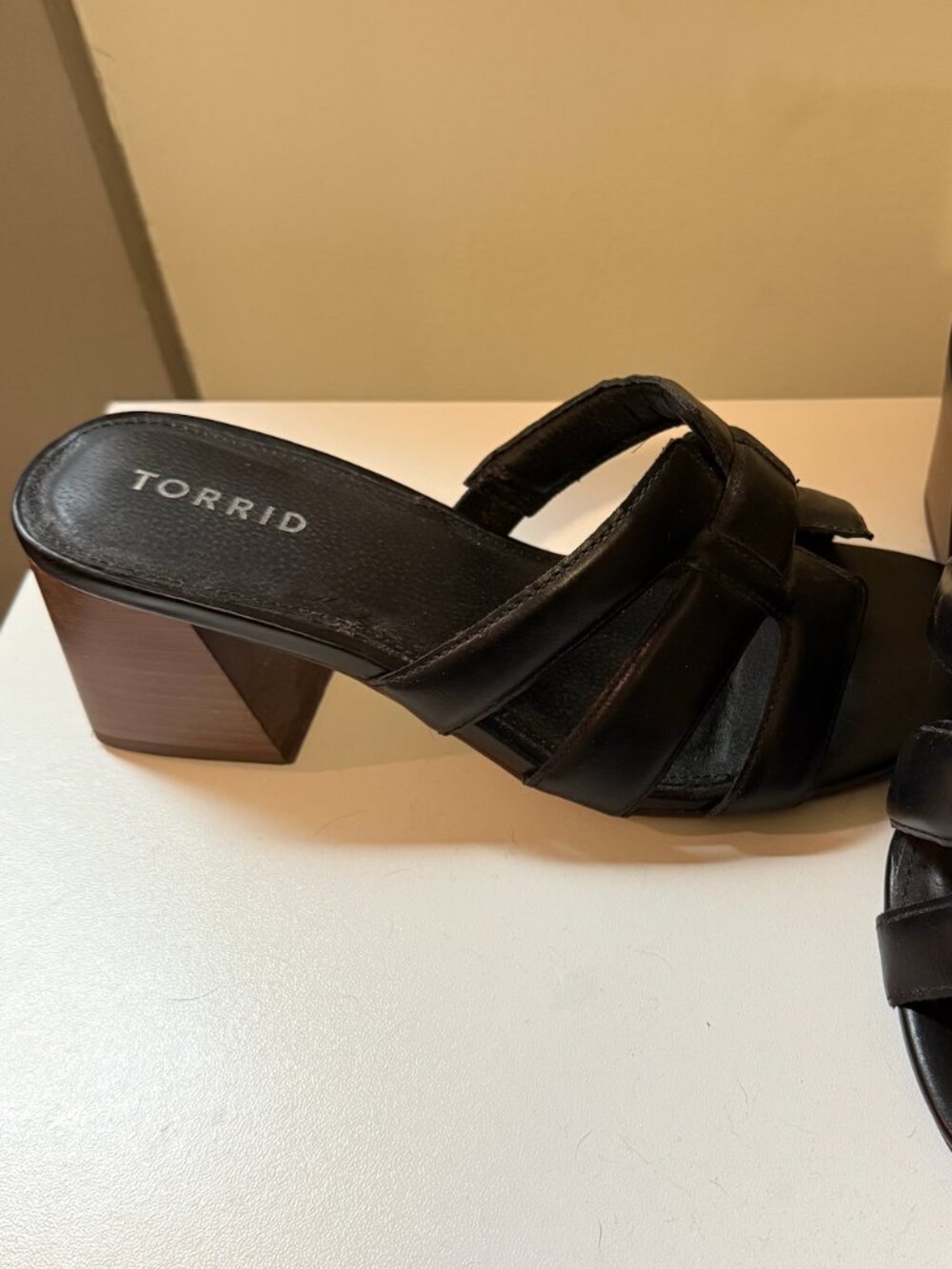Torrid Black Block Heel Slide Sandals Size 8W